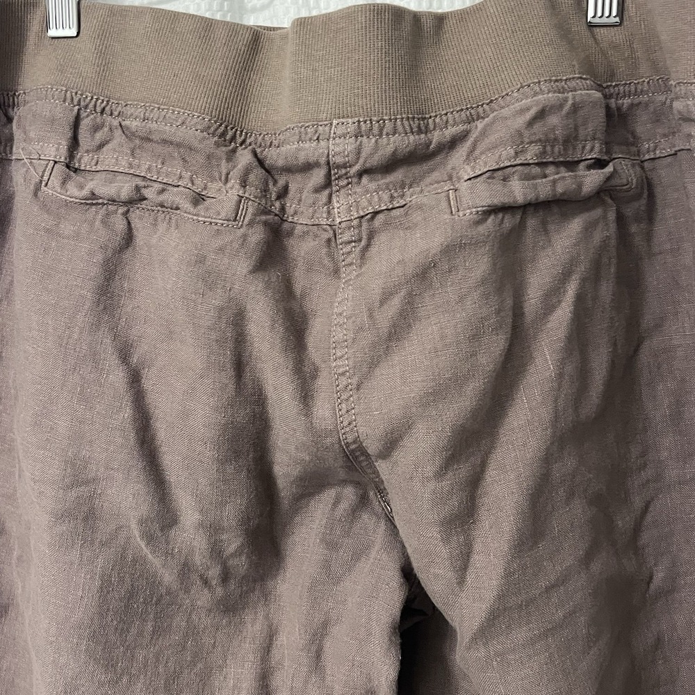 Stem Linen Wide Leg Brown Coastal Elastic Waist Pockets L Tall Lagenlook Artsy - Picture 4 of 7